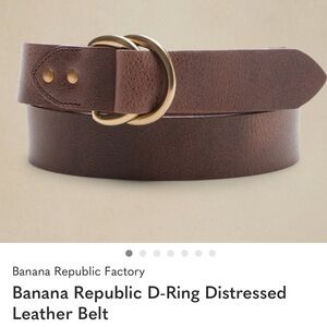 Banana Republic small Brown Leather Belt with Brass Buckle D loop adjustable
